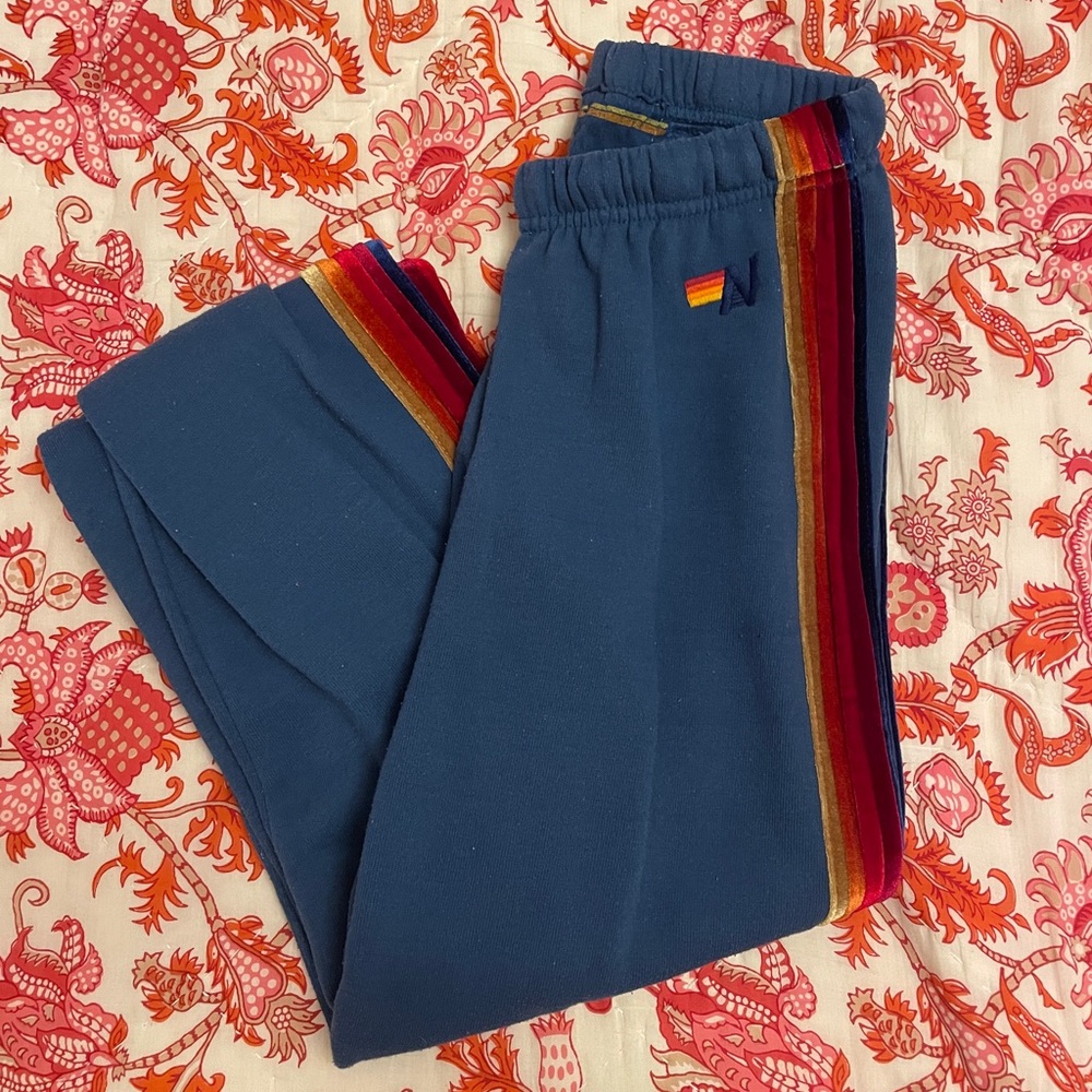 Aviator Nation Velvet 5 Stripe in Dark Blue Size S